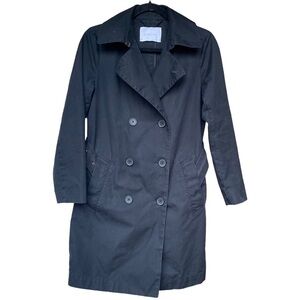 Everlane The Gathered Drape Trench Black Double Breasted XS
